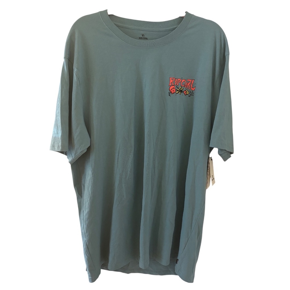 NWT Rip Curl Graphic T-Shirt Blue XXL Relaxed Fit Organic Cotton